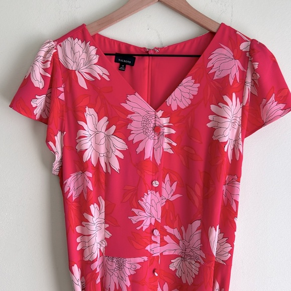 Talbots Floral Print Tie Waist Short Sleeve Dress - Picture 3 of 6